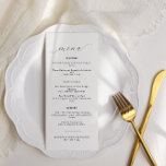 Élégant menu minimaliste Mariage de calligraphie<br><div class="desc">Un menu minimaliste mariage avec l'en-tête "menu" en police de style calligraphie noire. Personnalisez avec les détails de votre menu mariage en police serif noire.</div>