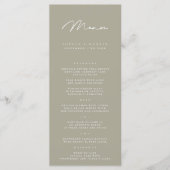 Élégant menu minimaliste Mariage gris olive (Devant)