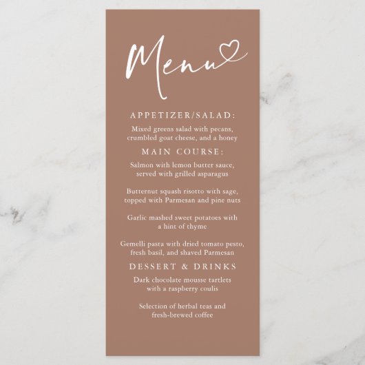 Élégant Menu Minimaliste Moderne Brun Clair (Devant)