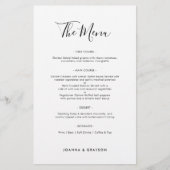 Élégant menu minimaliste moderne Mariage simple (Devant)