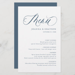 Élégant menu minimaliste moderne Mariage simple