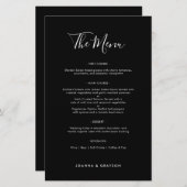 Élégant menu minimaliste moderne Mariage simple (Devant / Derrière)