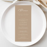 Élégant menu minimaliste Taupe Mariage<br><div class="desc">La simplicité du design lui permet de compléter sans effort n'importe quel thème ou style de décoration mariage, ce qui en fait un choix polyvalent pour votre journée spéciale. La typographie soignée et le design épuré créent un look moderne et sophistiqué, donnant le ton d'une fête mariage mémorable. Conçu pour...</div>