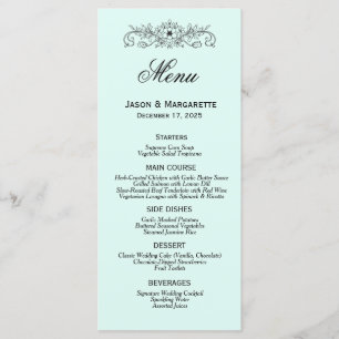 Elégant menu moderne Mariage noir et blanc