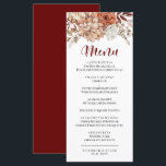 Elégant menu plat Mariage d'automne Bourgogne<br><div class="desc">Une superbe carte de menu mariage d'automne bordeaux. Personnalisez-le avec votre menu mariage,  vos noms et votre date. Conçu pour vous par Blackberry Boulevard.</div>