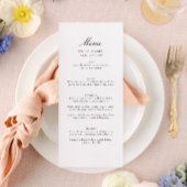 Élégant menu plat minimaliste Mariage