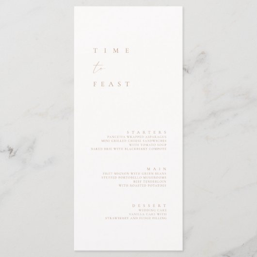 Élégant menu plat minimaliste Mariage moderne (Devant)