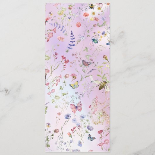 Élégant menu plat Whimsical Wildflower rose (Dos)