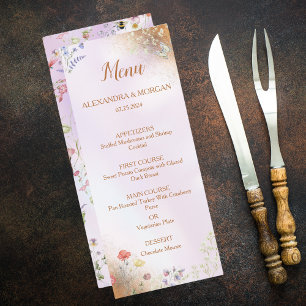 Élégant menu plat Whimsical Wildflower rose