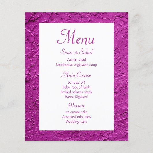 Élégant Menu Purple Mariage Stucco Moderne (Devant)