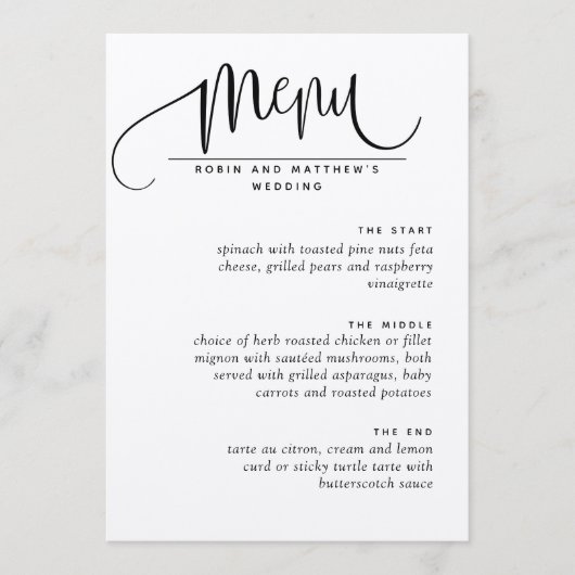 Elégant Menu Rustique Moderne, Script Kraft (Devant)