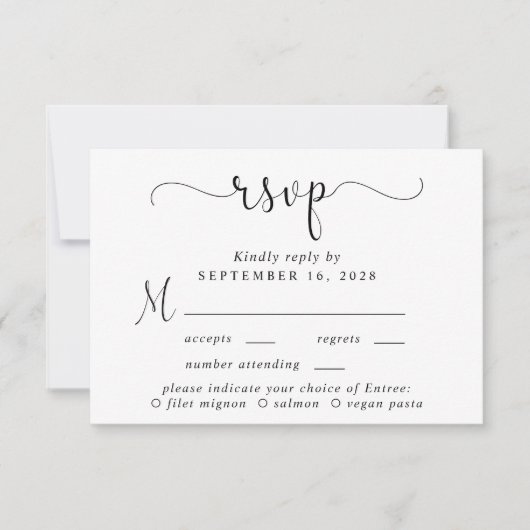 Élégant Menu Script Choice Wedice RSVP (Devant)