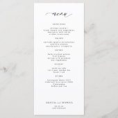Élégant menu simple mariage noir et blanc (Devant)