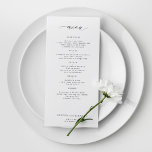 Élégant menu simple mariage noir et blanc<br><div class="desc">Simple blanche tendance minimaliste typographie modèle texte personnalisé carte de menu mariage.</div>
