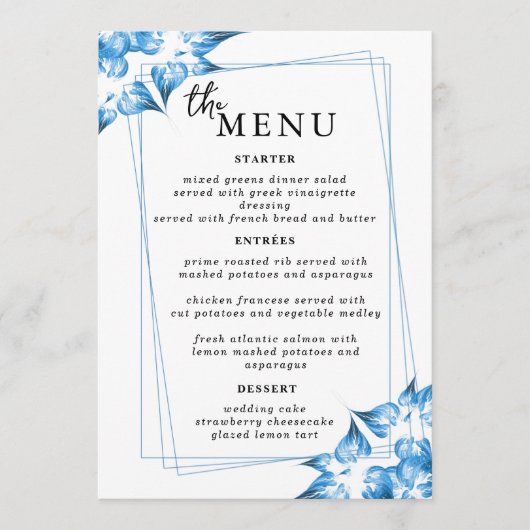 Elégant Menu Table de mariage Cartes Menu Plat Men (Devant)