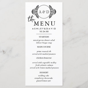 Elégant Menu Table de mariage Cartes Menu Plat Men