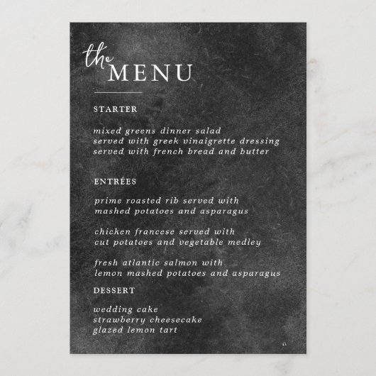 Elégant Menu Table de mariage Cartes Menu Plat Men (Devant)