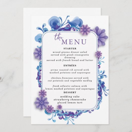 Elégant Menu Table de mariage Cartes Menu Plat Men (Devant / Derrière)