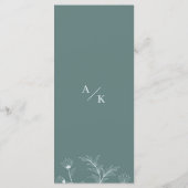 Elégant menu Turquoise Mariage Floral (Dos)