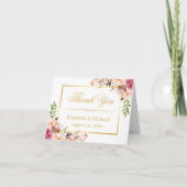 Élégant Merci à cadre d'or floral chic (Devant)