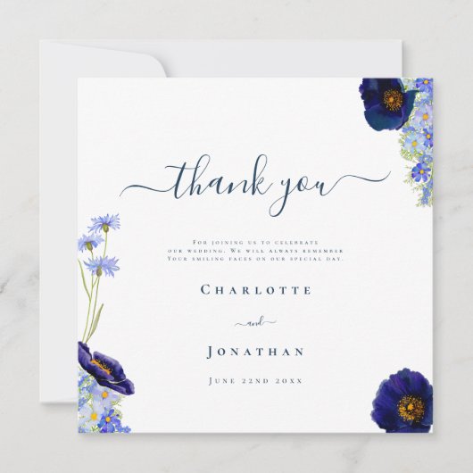Élégant Merci bleu Fleur sauvage (Devant)