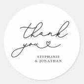 Élégant Merci Calligraphie Coeur Sticker (Devant)