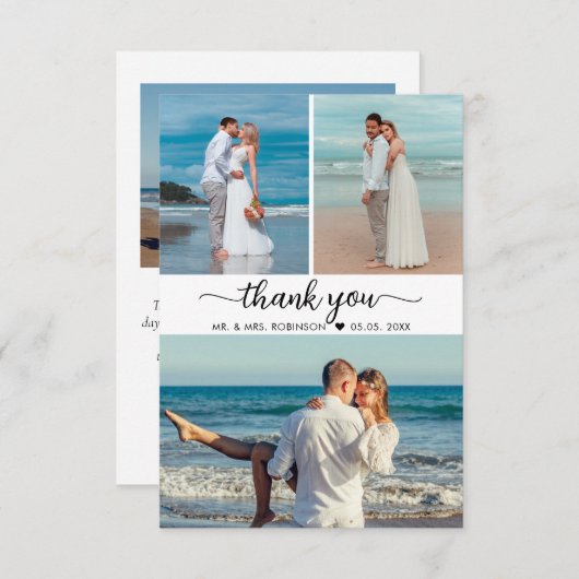 Élégant Merci Calligraphie Collage Mariage (Devant / Derrière)