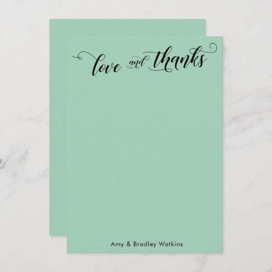 Élégant Merci calligraphie vert clair (Devant / Derrière)