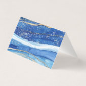 Elégant Merci d'aquarelle bleu et or (Back)