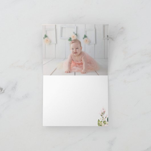 Elégant Merci d'aquarelle rose pâle plié (Intérieur)