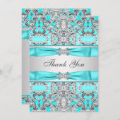 Elégant Merci d'argent bleu Turquoise (Devant / Derrière)