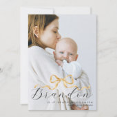 Elégant Merci de Baby shower photo de ruban doré (Devant)