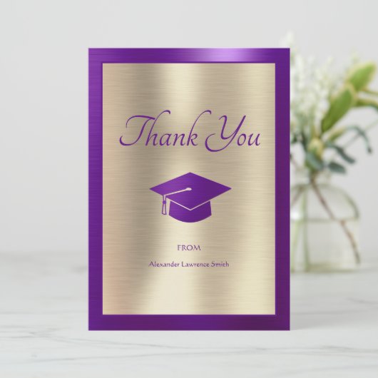 Élégant Merci de diplôme Script Purple Gold (Debout devant)