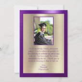 Élégant Merci de diplôme Script Purple Gold (Dos)