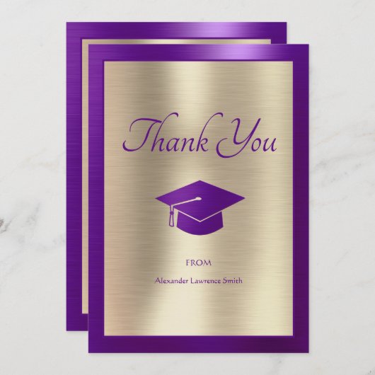 Élégant Merci de diplôme Script Purple Gold (Devant / Derrière)