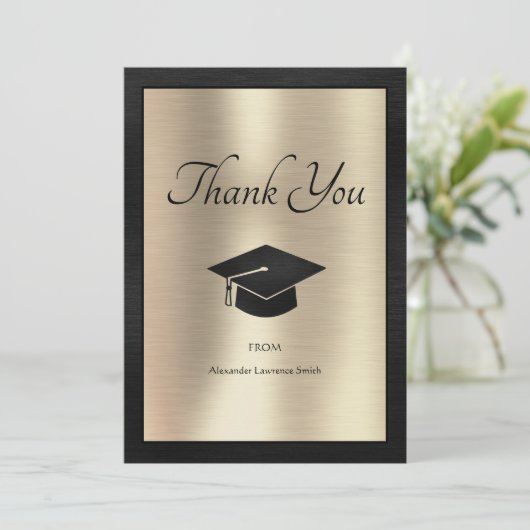 Élégant Merci de graduation Script Black Gold (Debout devant)