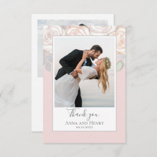 Elégant Merci de mariage Floral Aquarelle Blush