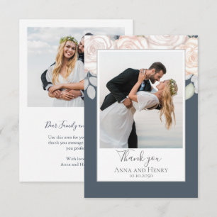 Elégant Merci de mariage Floral Aquarelle gris