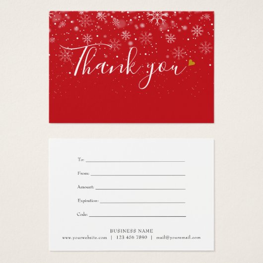 Élégant Merci de script de certificat cadeau d'ent (Devant & derrière)