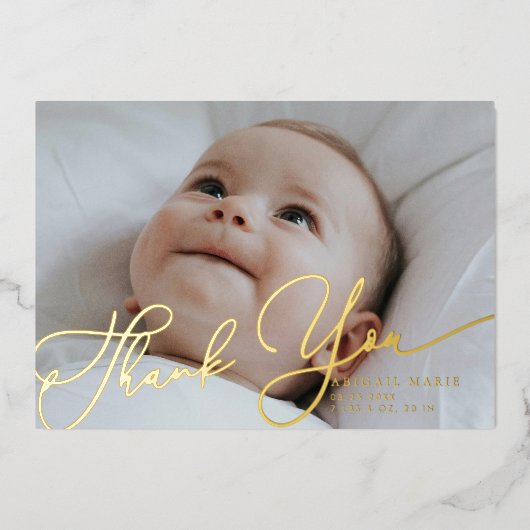 Élégant Merci de script Faire-part bébé (Recto)