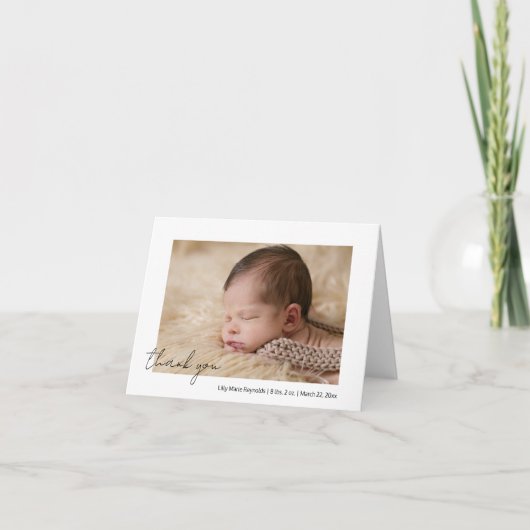 Élégant Merci de script Faire-part de naissance ph (Devant)