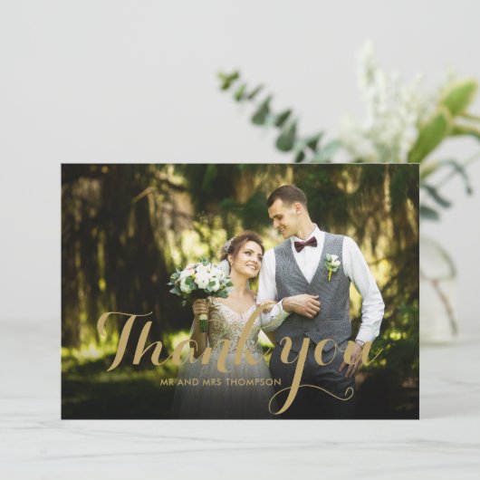Elégant Merci de script or photo Mariage (Debout devant)