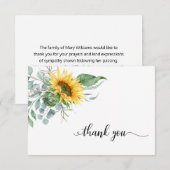 Élégant Merci de Sympathie florale de tournesol (Devant / Derrière)