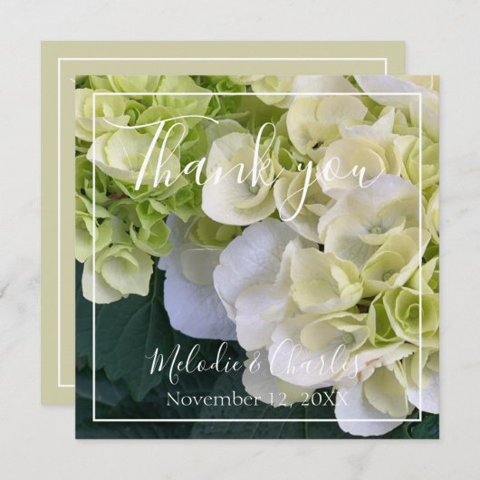 Elégant Merci d'Hydrangée blanche personnalisée (Devant / Derrière)