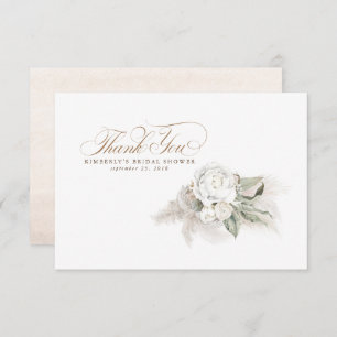 Élégant Merci floral blanc laiton Pampas