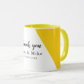 Élégant Merci floral jaune en céramique Combo Mug (Devant droit)