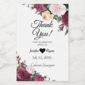 Élégant Merci floral Mini Étiquette bouteille à vi (Étiquettes simples)