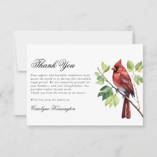 Élégant Merci funéraire cardinal (Devant)