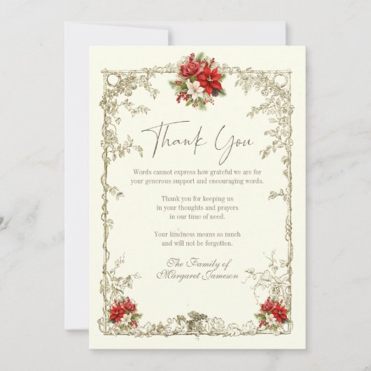 Élégant Merci funéraire de Noël (Devant)