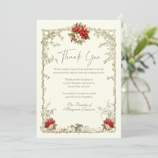 Élégant Merci funéraire de Noël (Debout devant)